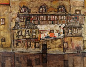 Mur de maisons sur la rivière - Egon Schiele