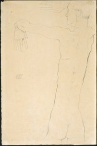Homme nu avec les bras levés (recto) - Egon Schiele