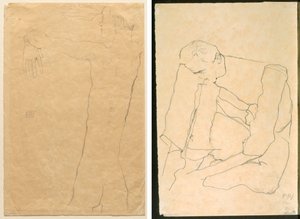 Homme nu avec les bras levés (recto) Homme assis (verso)