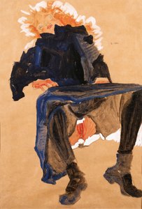 Fille allongée en robe bleue, 1910