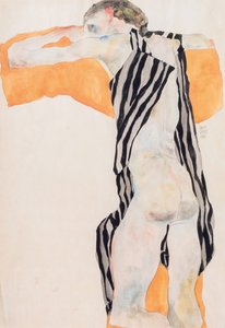 Jeune fille nue allongée en blouse rayée, 1911