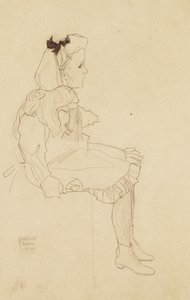 Fille assise avec un nœud dans les cheveux, 1909