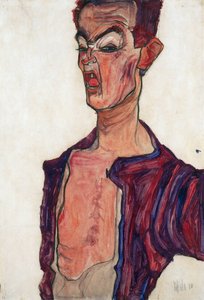 Autoportrait, grimace - Egon Schiele