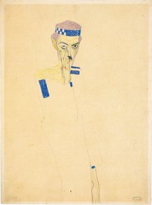 Autoportrait avec bandeau à carreaux bleus, 1909