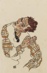 Autoportrait avec chemise à carreaux, 1917