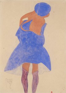 Fille debout, vue de dos - Egon Schiele