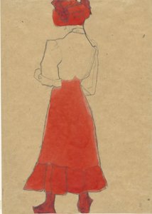 Femme à la jupe rouge, vers 1909