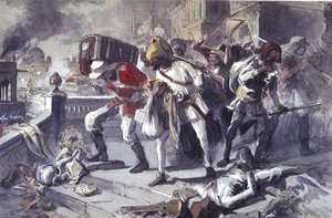 Les troupes britanniques et indiennes pillant le Kaisarbagh lors de la capture de Lucknow en mars - Egron Sellif Lundgren