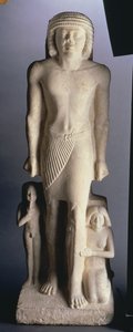 Groupe familial, possiblement de Saqqarah, Ancien Empire, fin de la 5e à début de la 6e dynastie (calcaire peint)