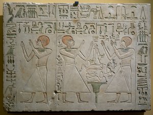 Mery, Hetepuy et Khety, chanceliers communs sous le règne de Senwosret I, stèle en calcaire peint, civilisation égyptienne, Moyen Empire, Dynastie XII