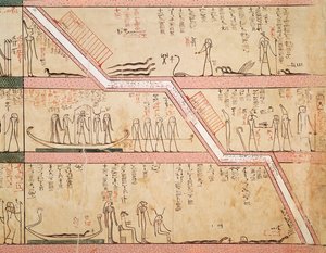 Descente du sarcophage dans la tombe, de la Tombe de Touthmosis III (vers 1504-1450 av. J.-C.) Nouveau Royaume