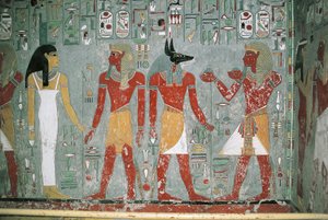 Égypte, Louxor, Vallée des Rois, Tombeau de Horemheb, peinture murale - Egyptian 18th Dynasty
