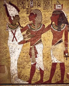 Antiquité égyptienne : le pharaon Toutankhamon face au dieu Osiris - Egyptian 18th Dynasty