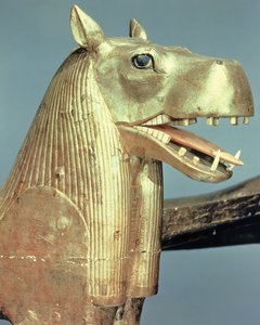 Tête de lit funéraire en forme de la déesse Tueris, de la tombe de Toutankhamon