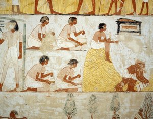 Récolte, battage et vannage du grain (détail) - Egyptian 18th Dynasty
