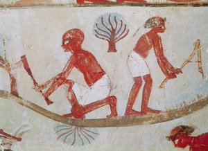Travailleur et Bûcheron au Travail, de la Tombe de Nakht, Nouvel Empire