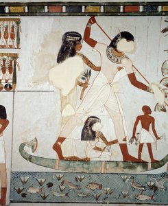 Menna et sa famille pêchant et chassant dans les marais du Nil (détail)