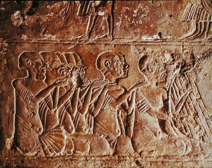 Relief représentant des chanteurs aveugles et un harpiste, de la tombe de Meryre, Nouvel Empire