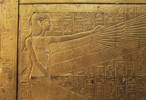 Relief sur le panneau arrière extérieur de la deuxième chapelle funéraire, Trésor de Toutankhamon, Égypte, civilisation égyptienne, Nouvel Empire, XVIIIe dynastie - Egyptian 18th Dynasty