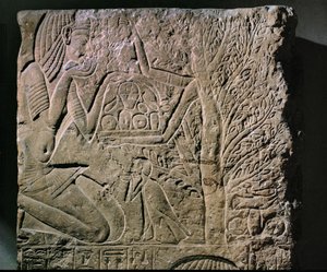 La déesse des arbres offre de la nourriture et des boissons (relief) - Egyptian 18th Dynasty