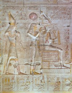 Relief coloré, temple de Séthi Ier, Abydos, Égypte