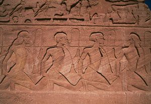 Prisonniers du Nord, bas-relief à la base des géants du Grand Temple de Ramsès II, Abou Simbel (Liste du patrimoine mondial de l