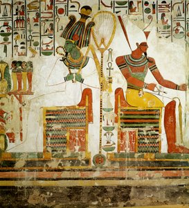 Les dieux Osiris et Atoum, de la tombe de Néfertari, Nouvel Empire (peinture murale)