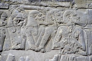 Relief représentant des « Prisonniers du Nord » à la bataille de Ramsès III, Grand Temple de Médinet - Egyptian 20th Dynasty