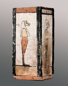 Antiquité égyptienne : urne funéraire en bois ou canope - Egyptian Egyptian