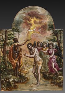 Autel portatif : panneau de porte droite représentant le Baptême du Christ (détail)