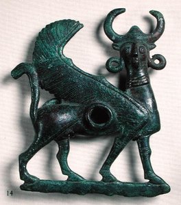 Mors de cheval en forme de taureau ailé à tête humaine, de Luristan, Iran - Elamite