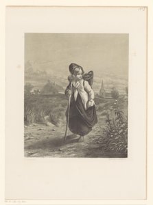 Fille avec panier sur le dos