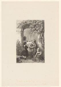 Quatre filles devant une porte - Elchanon Verveer