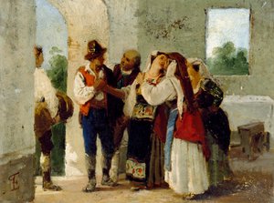 Paysanne quittant la maison familiale pour se marier dans un autre village - Eleuterio Pagliano