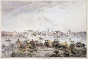 Vue de Stockholm depuis Kungsholmen avec le Palais Royal et Storkyrkan, Tyskakyrkan, Katarinakyrka et Riddarholmskyrkan