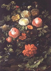 Nature morte avec des roses, des insectes et des escargots - Elias van den Broeck