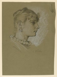 Dessin, Tête de femme, profil : Rosine, vers 1885 - Elihu Vedder