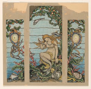 Dessin, "The Mermaid Window", projet de vitrail pour la résidence A.H. Barney, New York, NY, 1882