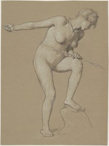 Fille harponnant un dauphin - Elihu Vedder