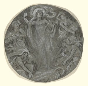 Étude pour le cercle central du plafond de Huntington : Apollon et ses assistants - Elihu Vedder
