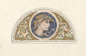 Étude pour lunette avec tête féminine - Elihu Vedder