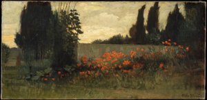 Cyprès et coquelicots - Elihu Vedder