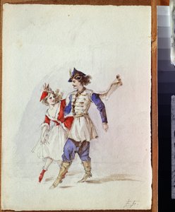 Un couple de danseurs en costume polonais
