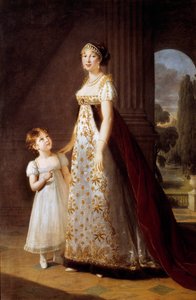 Portraits en pied de Marie Annonciade Caroline Bonaparte, Princesse Murat avec sa fille Laetitia