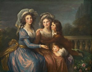 La Marquise de Pezay et la Marquise de Rougé avec ses fils Alexis et Adrien