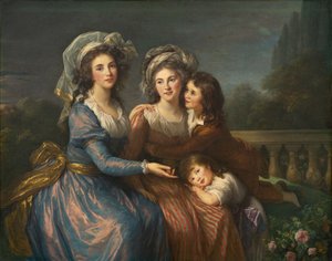La Marquise de Pezay et la Marquise de Rougé avec ses fils Alexis et Adrien