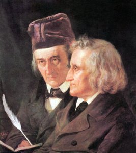 Frères Grimm : Jacob (1785-1863) et Wilhelm (1786-1859) peinture par Elisabeth Jerichau-Baumann