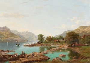 Paysage avec montagnes au lac Majeur - Eliza Agnetus Emilius Nijhoff