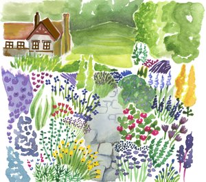 Jardin de campagne anglais, 2018 (aquarelle)