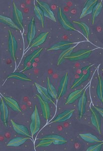 Feuilles vertes avec baies, 2017 (aquarelle et acrylique)